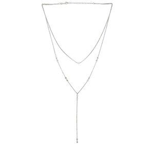 SHASHI Natalija Lariat Necklace in Silver New with box Womens Collar crystals